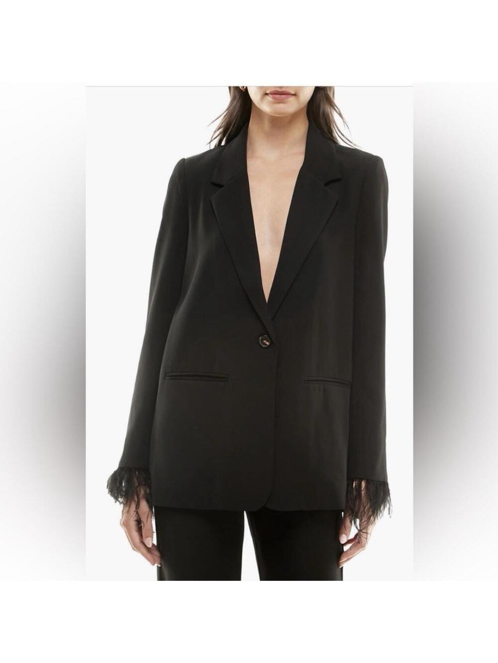 WAYF x Jourdan Sloane feather-trim blazer